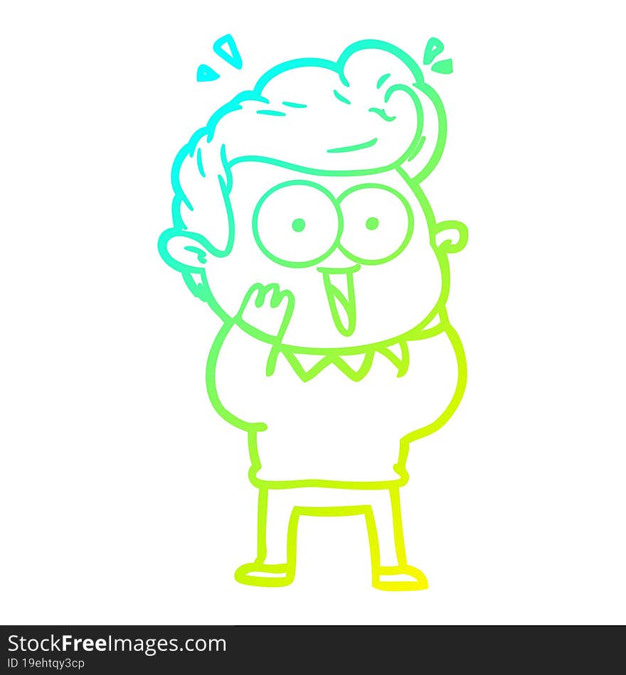 cold gradient line drawing cartoon excited man