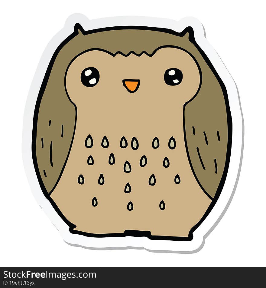 sticker of a cute cartoon owl