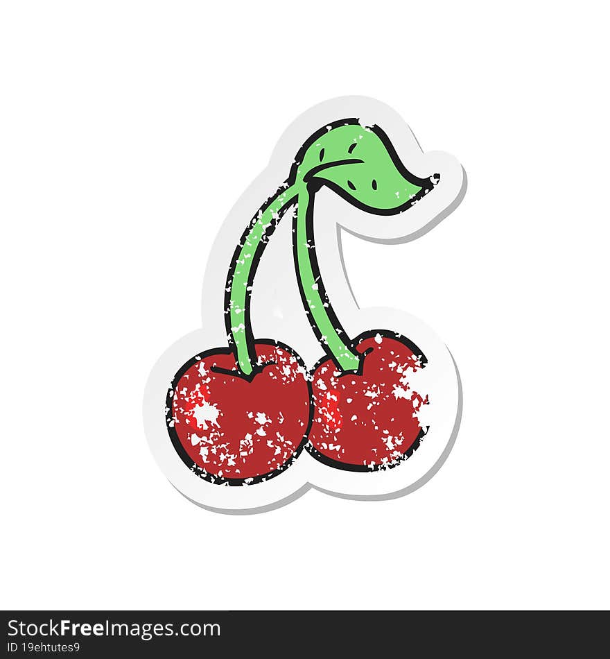 retro distressed sticker of a cartoon cherries