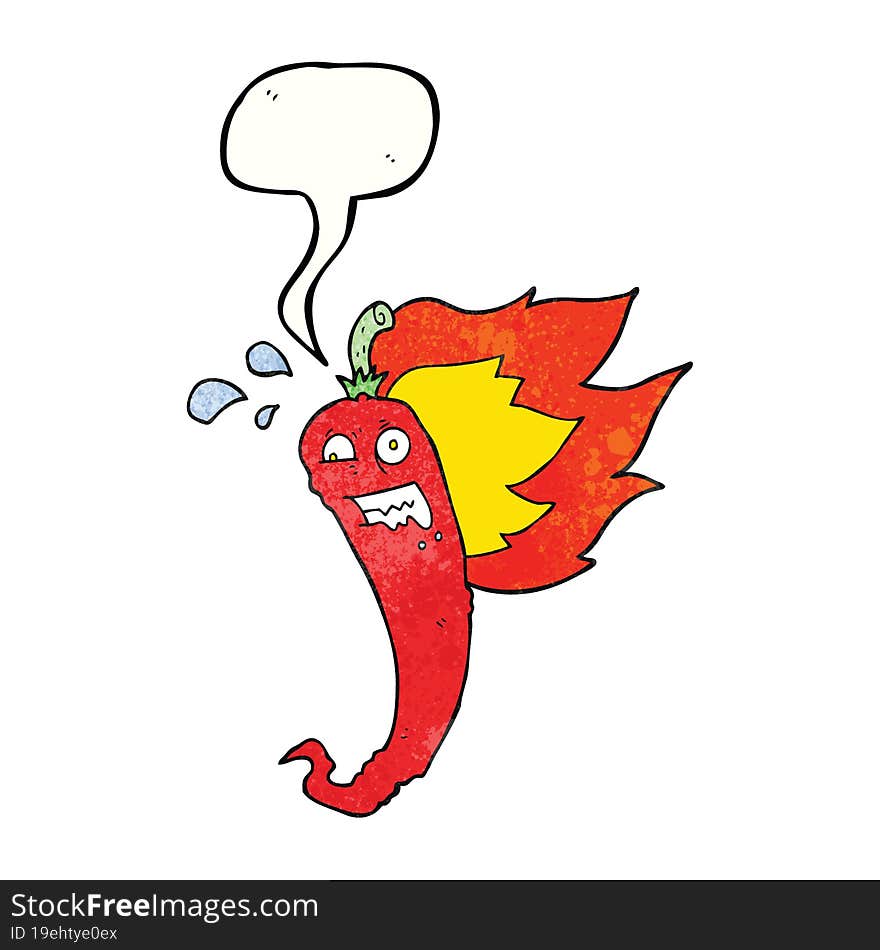 Hot Chilli Pepper Texture Speech Bubble Cartoon