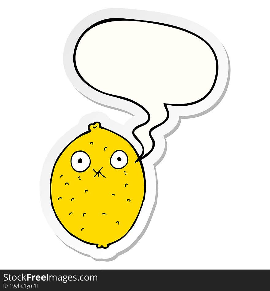 Cartoon Bitter Lemon And Speech Bubble Sticker