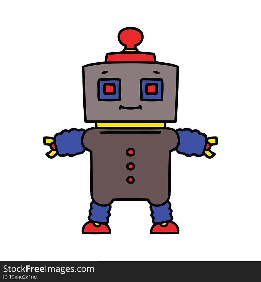 quirky hand drawn cartoon robot