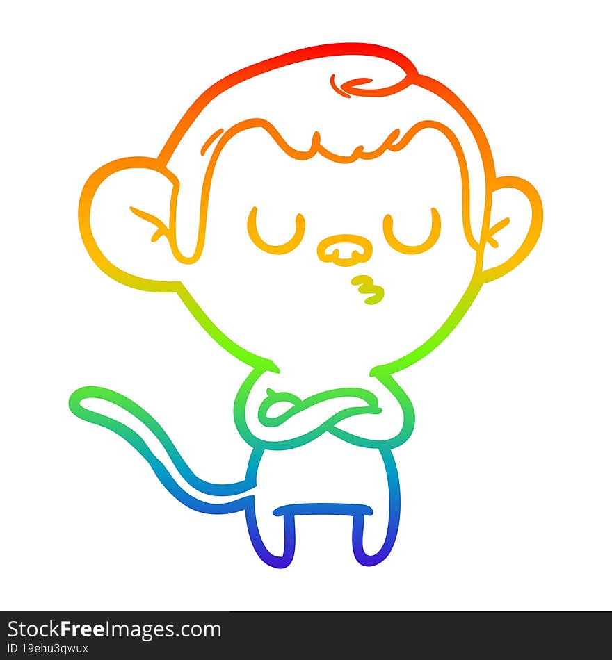 rainbow gradient line drawing cartoon annoyed monkey