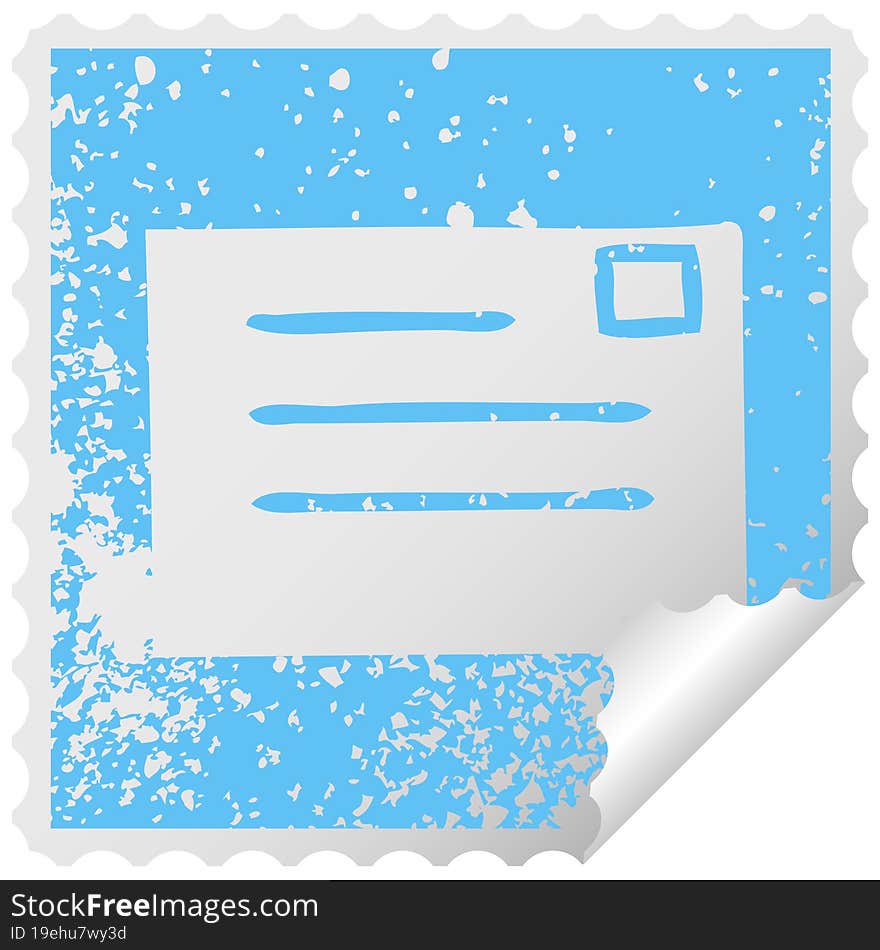 distressed square peeling sticker symbol of a letter