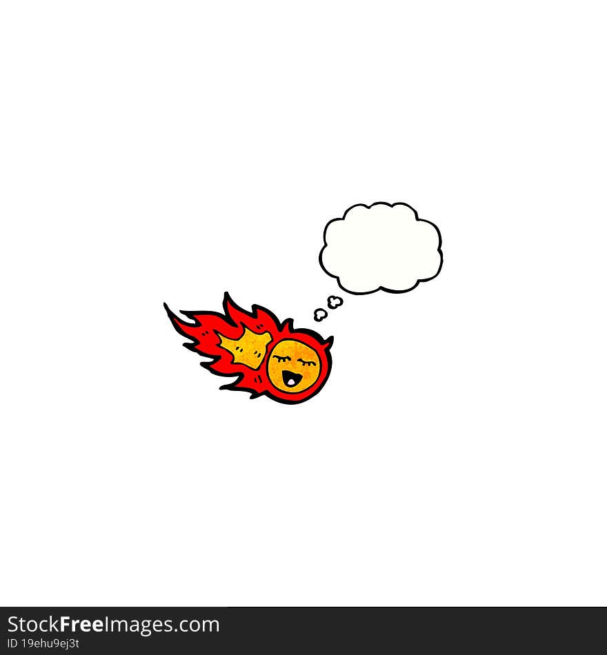 cartoon fireball with thought bubble