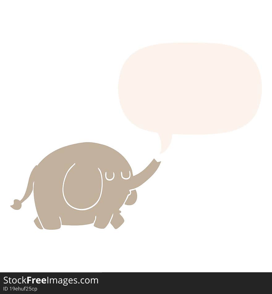 cartoon elephant and speech bubble in retro style