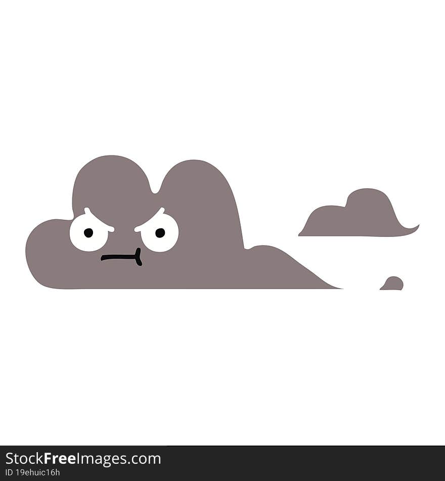 Flat Color Retro Cartoon Storm Cloud