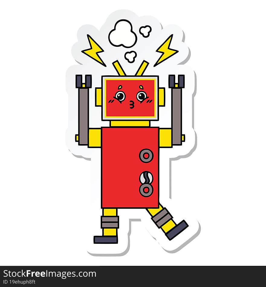 Sticker Of A Cute Cartoon Robot