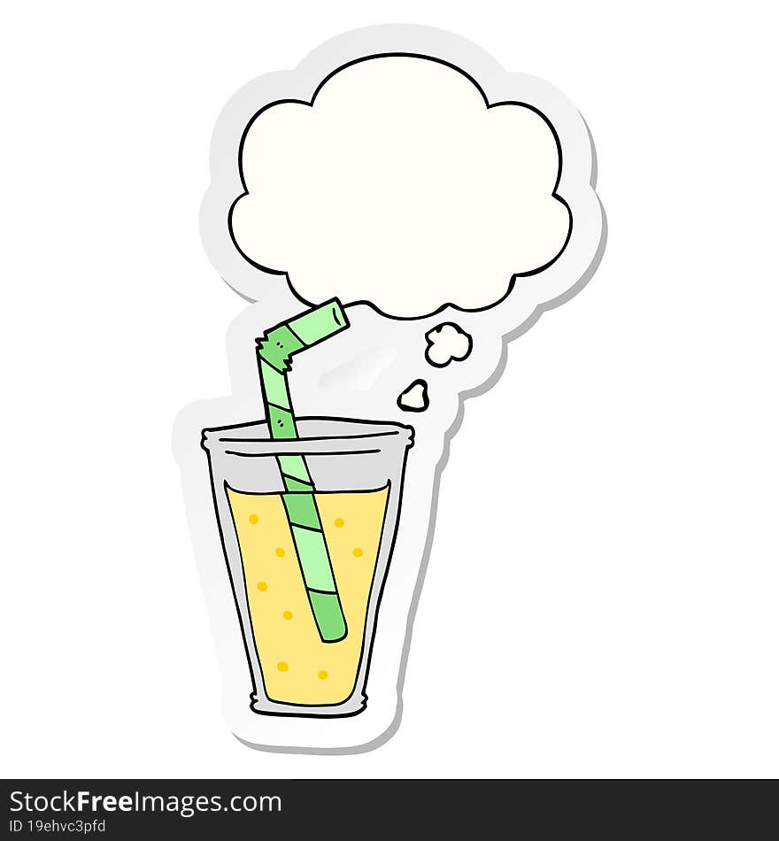 cartoon fizzy drink and thought bubble as a printed sticker