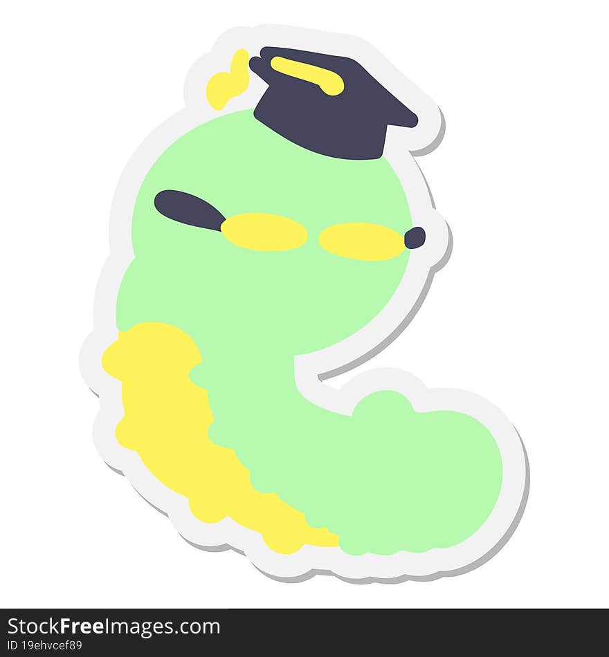 cute cartoon clever caterpillar sticker