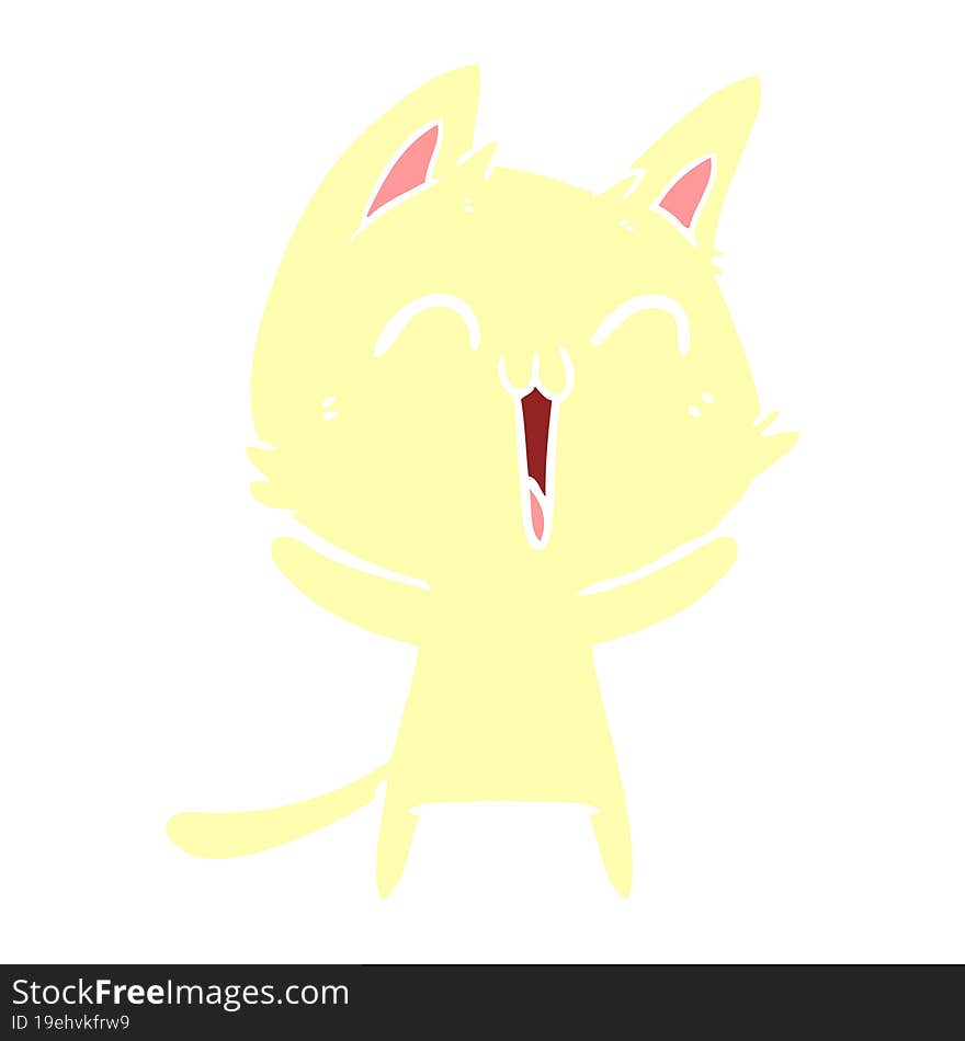 happy flat color style cartoon cat