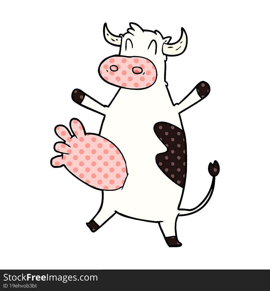 cartoon cow swinging udder. cartoon cow swinging udder