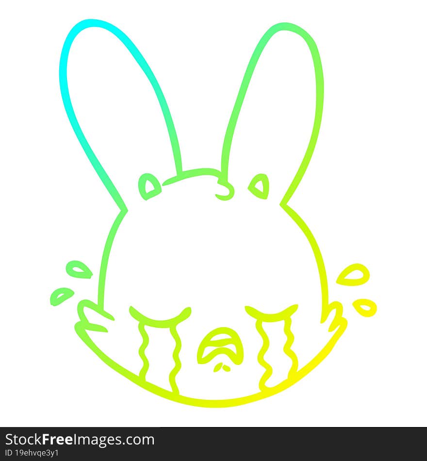 cold gradient line drawing cartoon crying bunny face