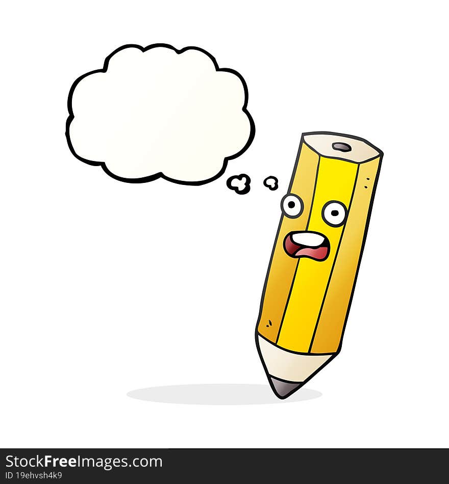 happy thought bubble cartoon pencil