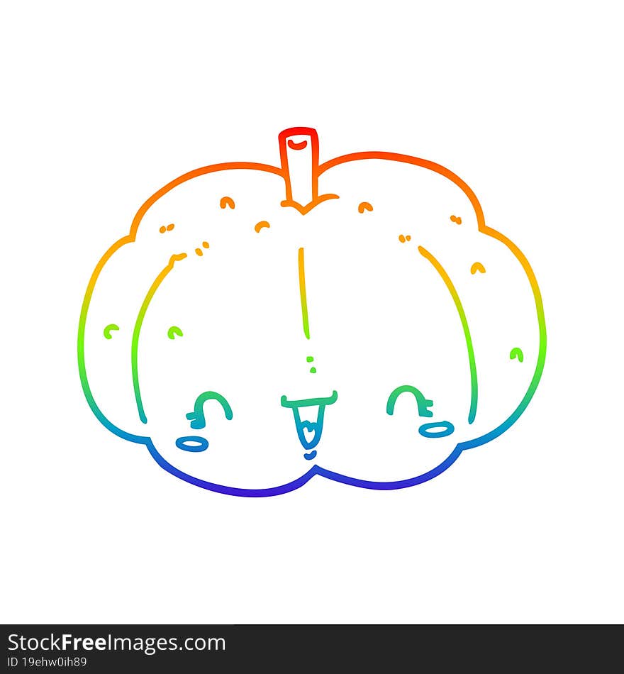 Rainbow Gradient Line Drawing Cartoon Pumpkin