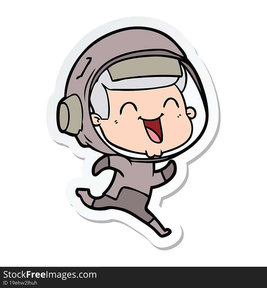 sticker of a happy cartoon astronaut