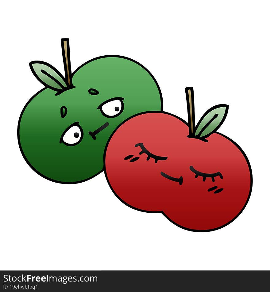 Gradient Shaded Cartoon Juicy Apple