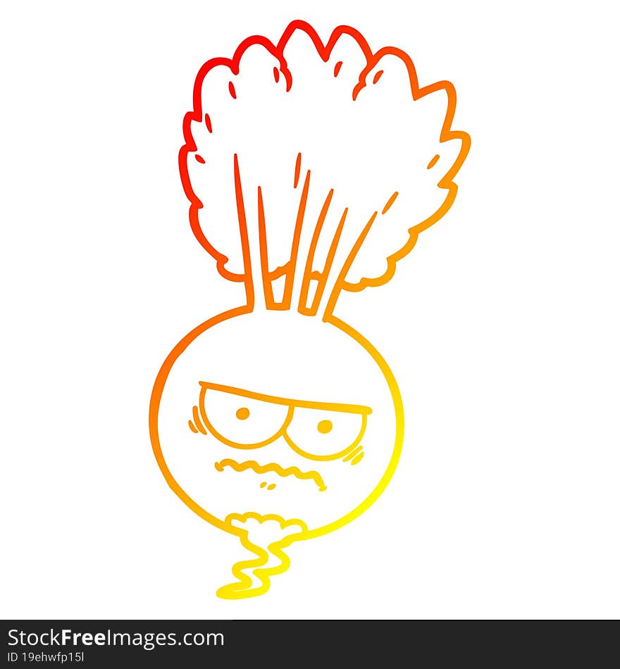 warm gradient line drawing cartoon root vegetable