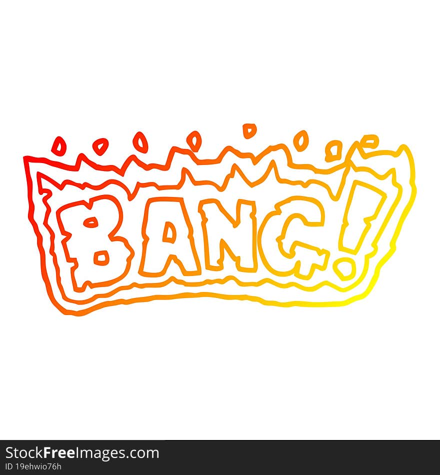 warm gradient line drawing of a cartoon word bang