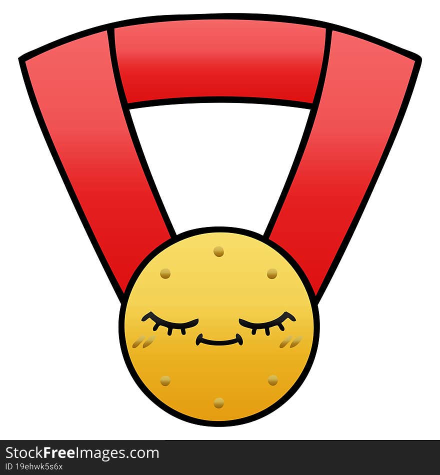 gradient shaded cartoon gold medal