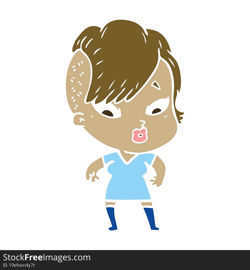 flat color style cartoon surprised girl