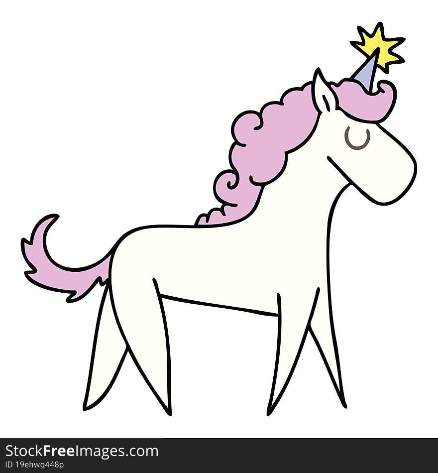 quirky hand drawn cartoon unicorn