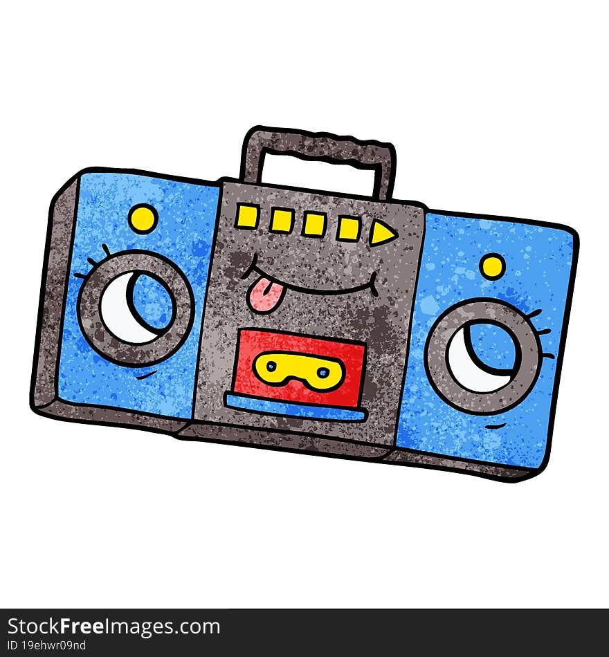 cartoon retro cassette tape player. cartoon retro cassette tape player