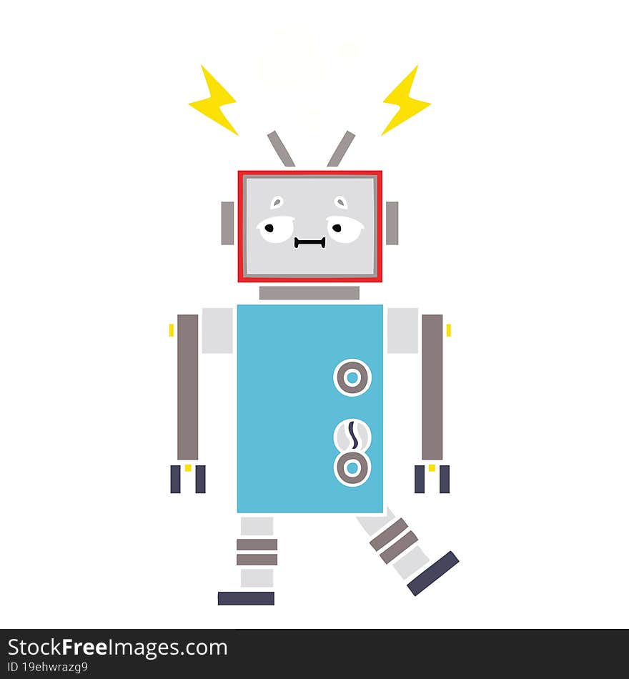 flat color retro cartoon of a robot