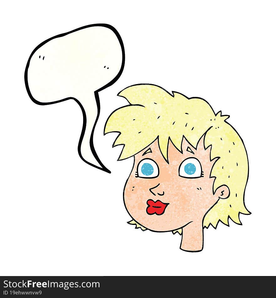 speech bubble textured cartoon female face