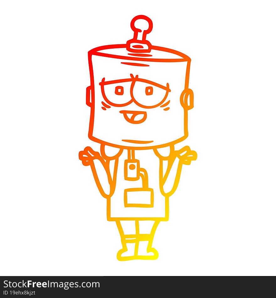 warm gradient line drawing cartoon robot