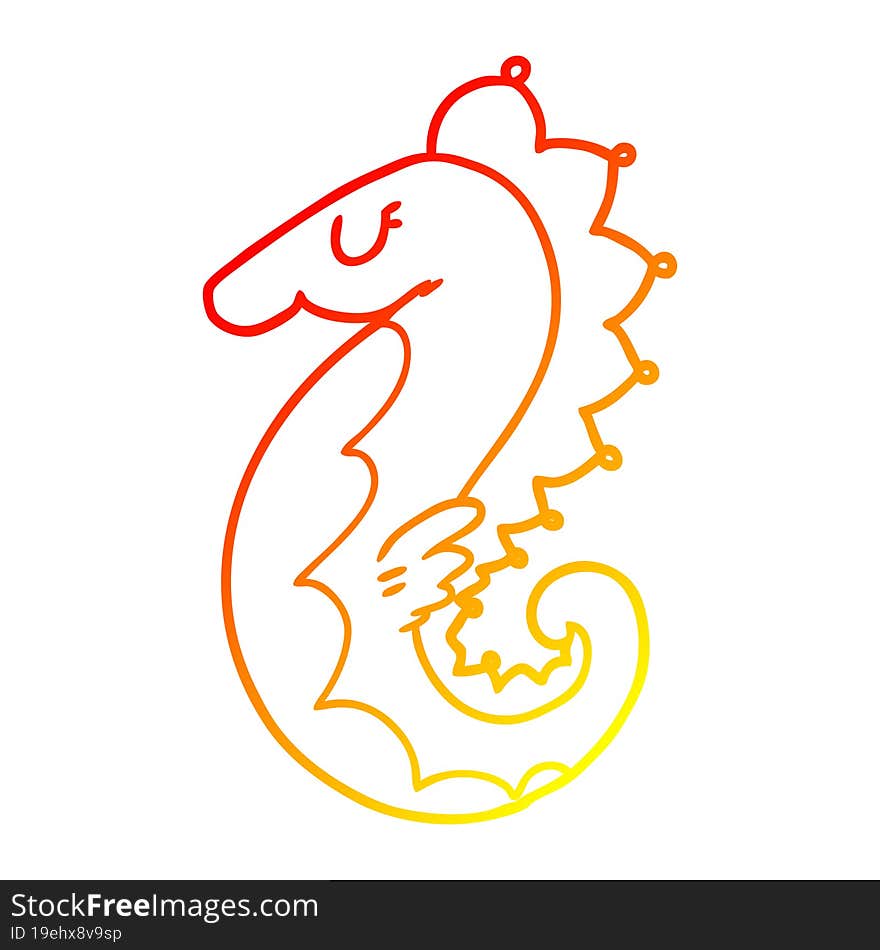 warm gradient line drawing cartoon sea horse