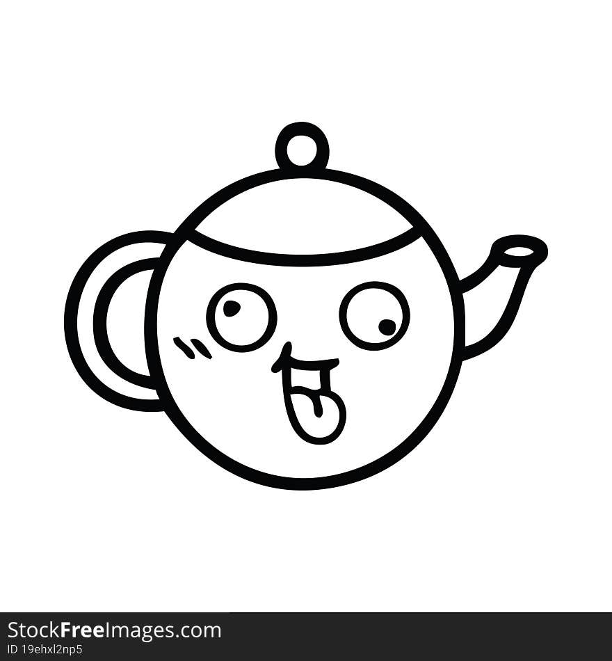 line drawing cartoon of a teapot. line drawing cartoon of a teapot