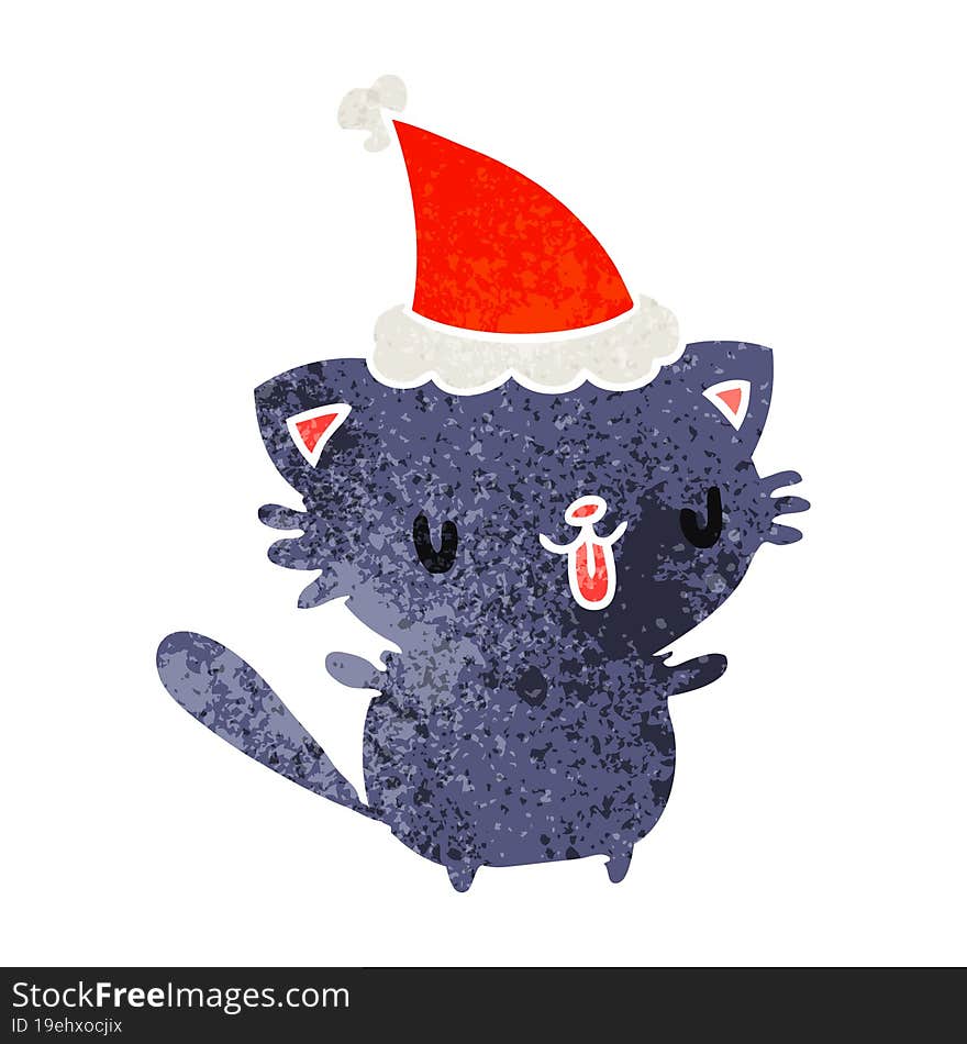 Christmas Retro Cartoon Of Kawaii Cat