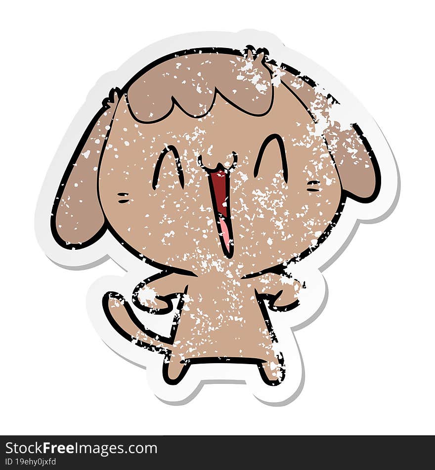 Distressed Sticker Of A Cute Cartoon Dog