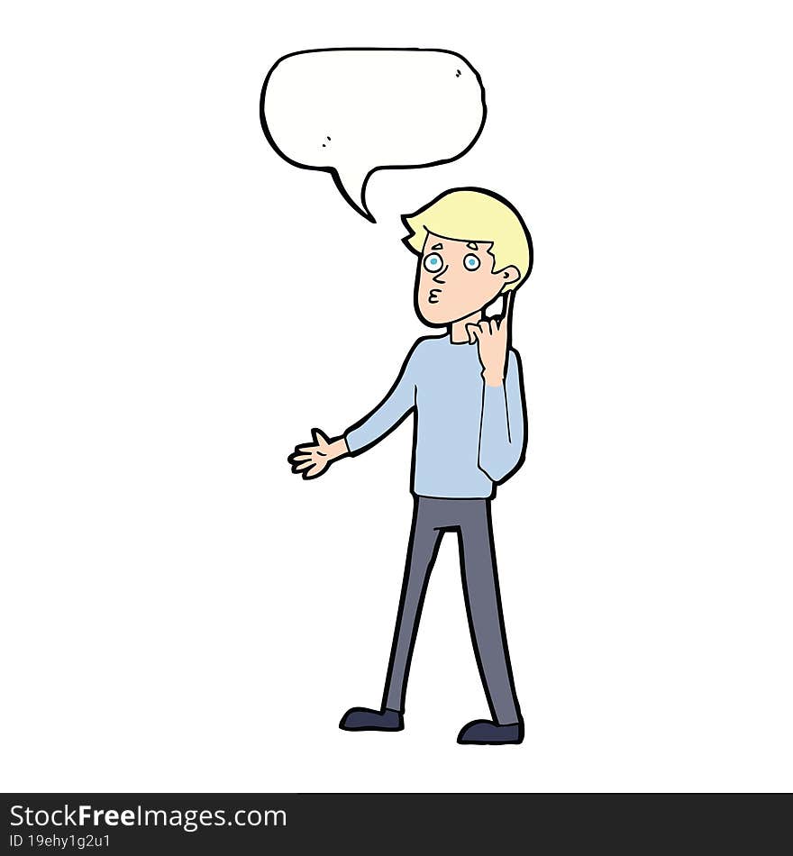 cartoon man asking question with speech bubble