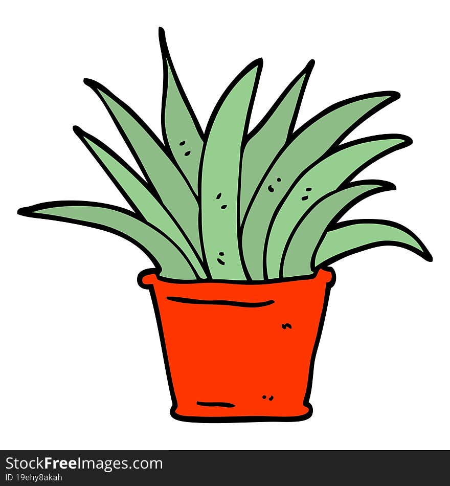 Hand Drawn Doodle Style Cartoon House Plant