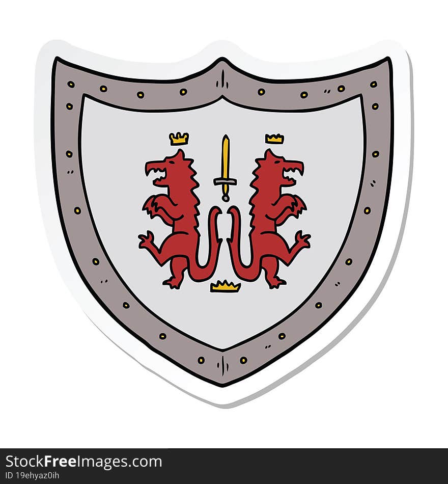 sticker of a cartoon heraldic shield