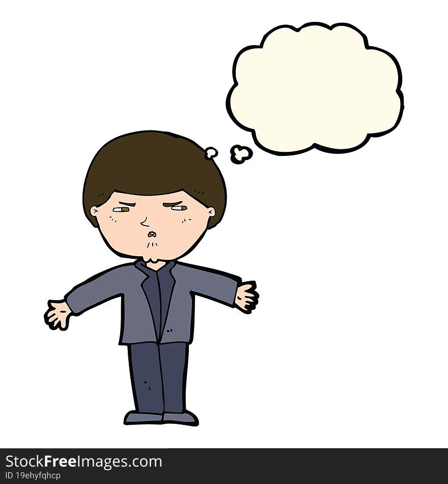 cartoon annoyed man with thought bubble