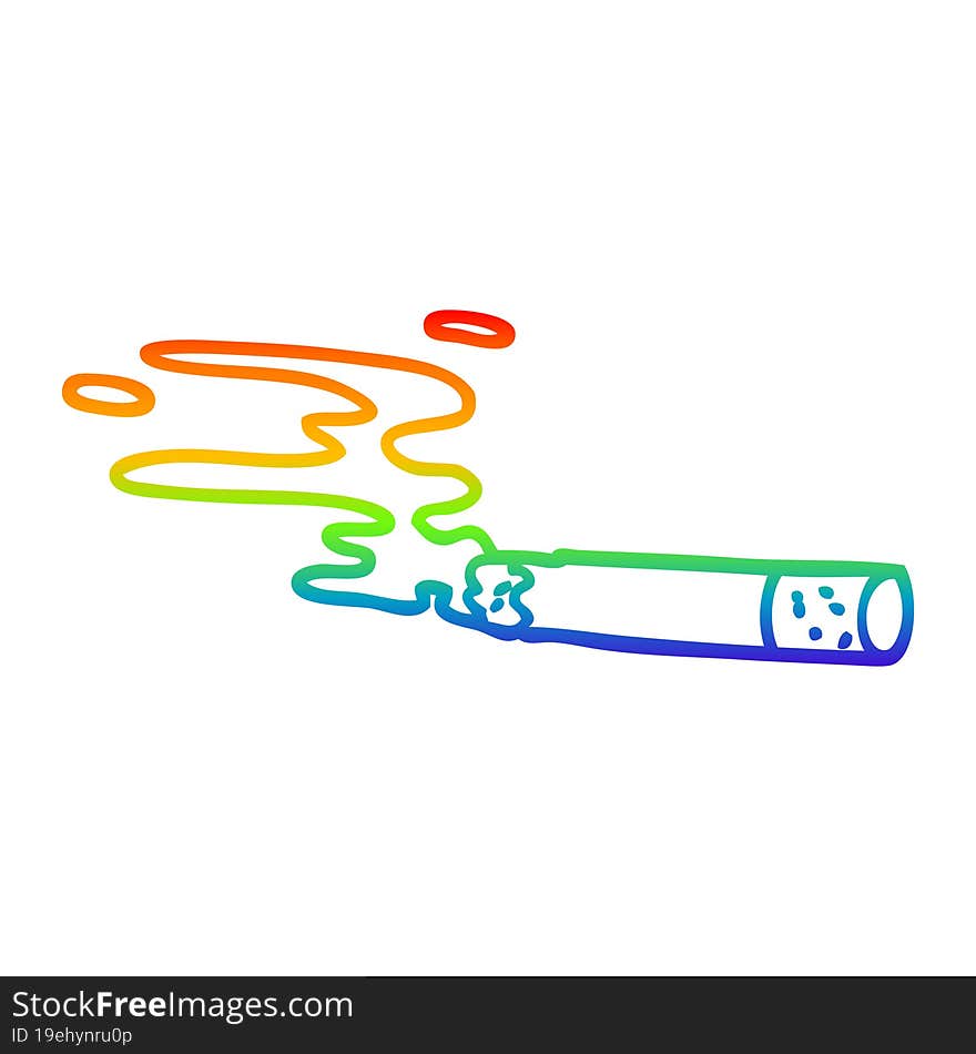 rainbow gradient line drawing cartoon cigarette