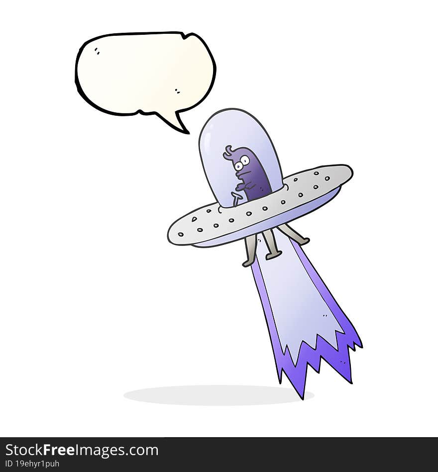 Speech Bubble Cartoon Flying Saucer