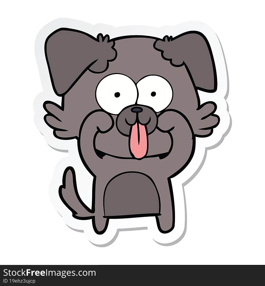 sticker of a cartoon dog with tongue sticking out