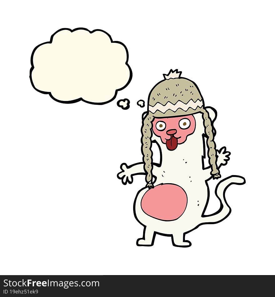 funny cartoon monkey with thought bubble