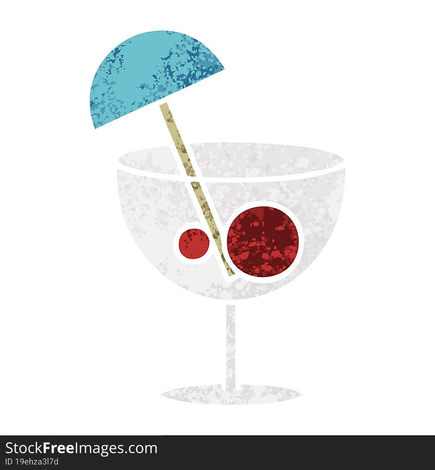 retro illustration style cartoon fancy cocktail