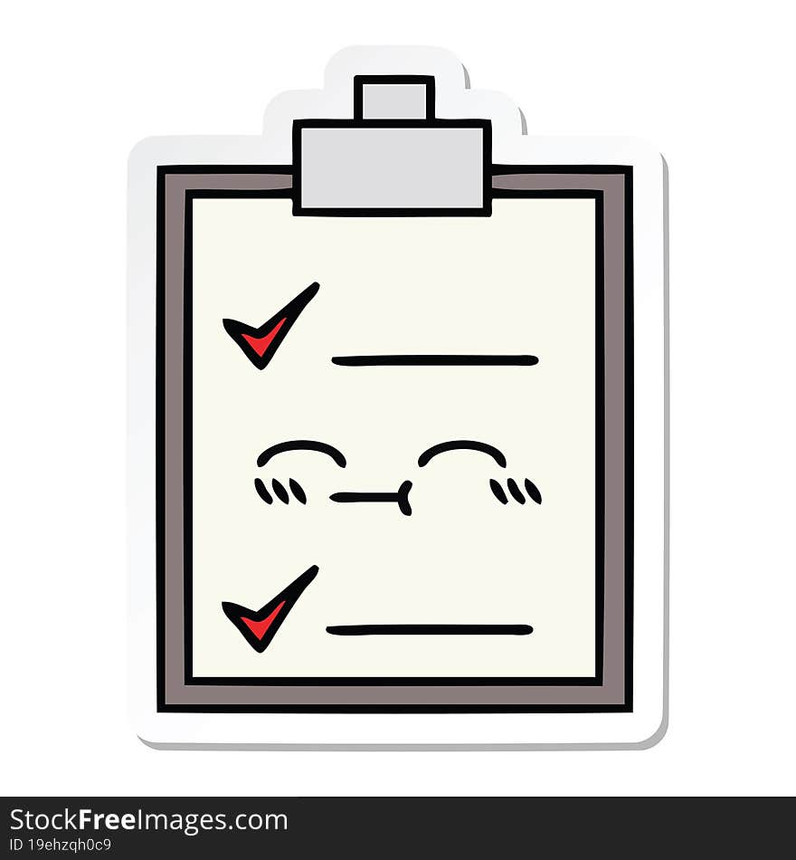 sticker of a cute cartoon check list