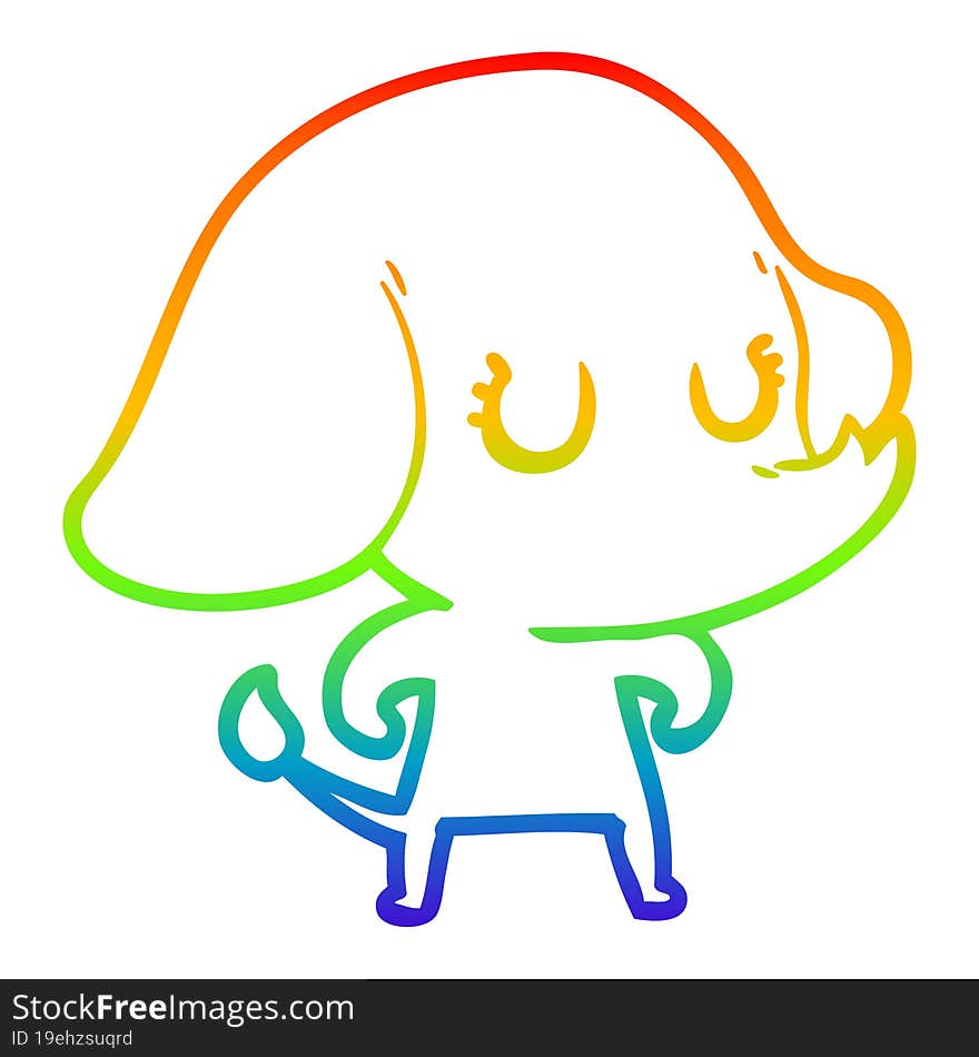 rainbow gradient line drawing cute cartoon elephant