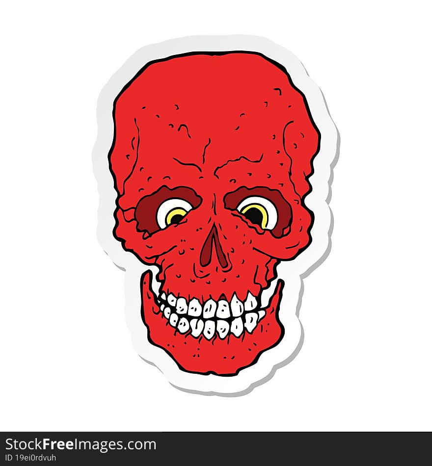 sticker of a cartoon spooky skull