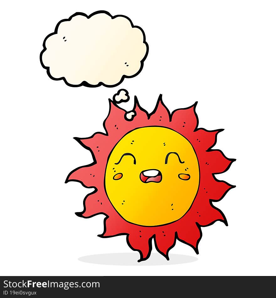 cartoon sun with thought bubble