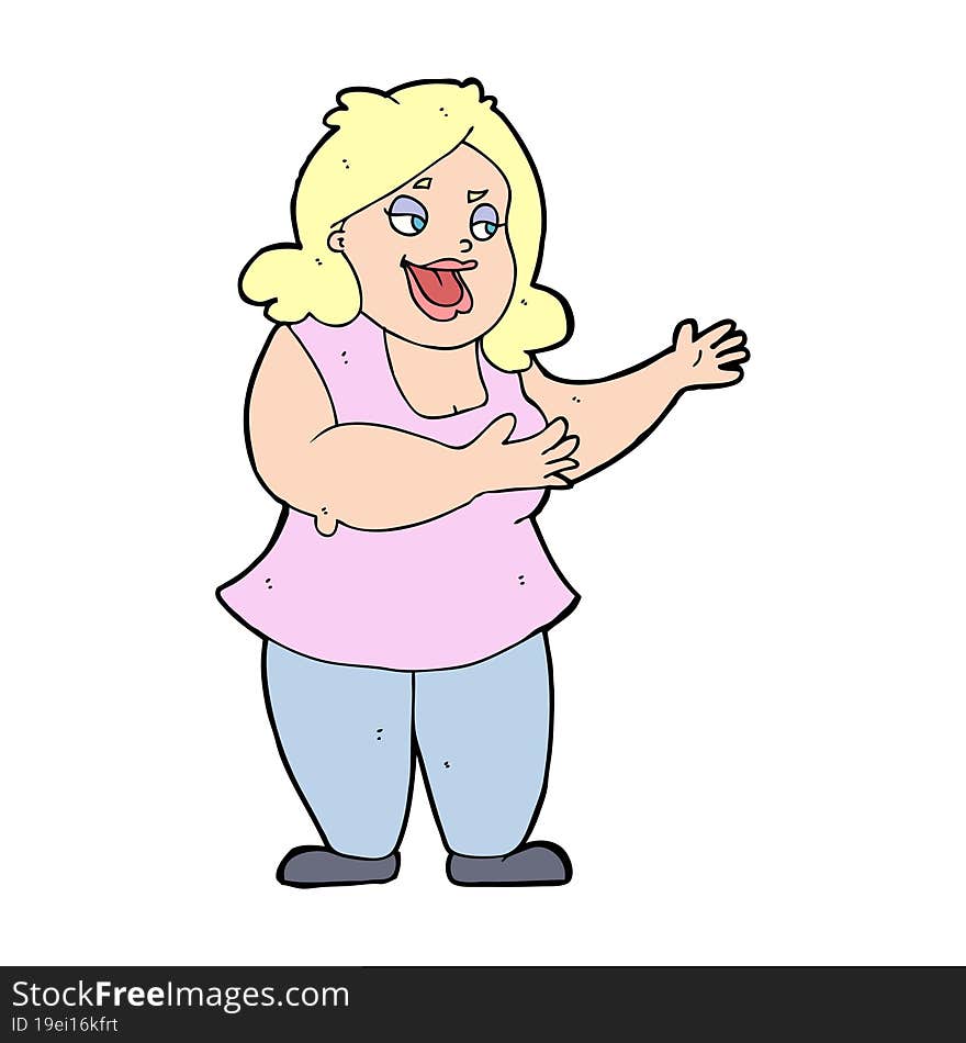 Cartoon Happy Fat Woman