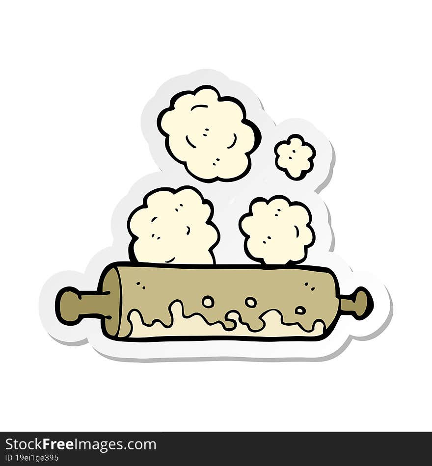 Sticker Of A Cartoon Rolling Pin