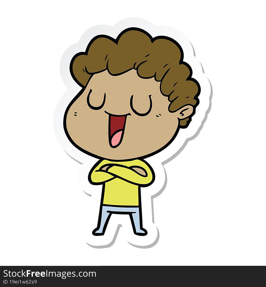 Sticker Of A Laughing Cartoon Man